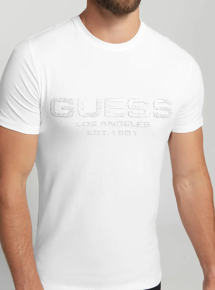 Men Tees and Tanks GUESS Eco White Bertil Logo Tshirt