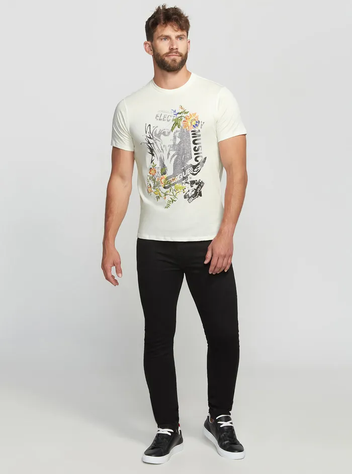 Men Tees and Tanks GUESS Eco White Electric Music Tshirt Men Tees and Tanks GUESS Eco White Electric Music Tshirt