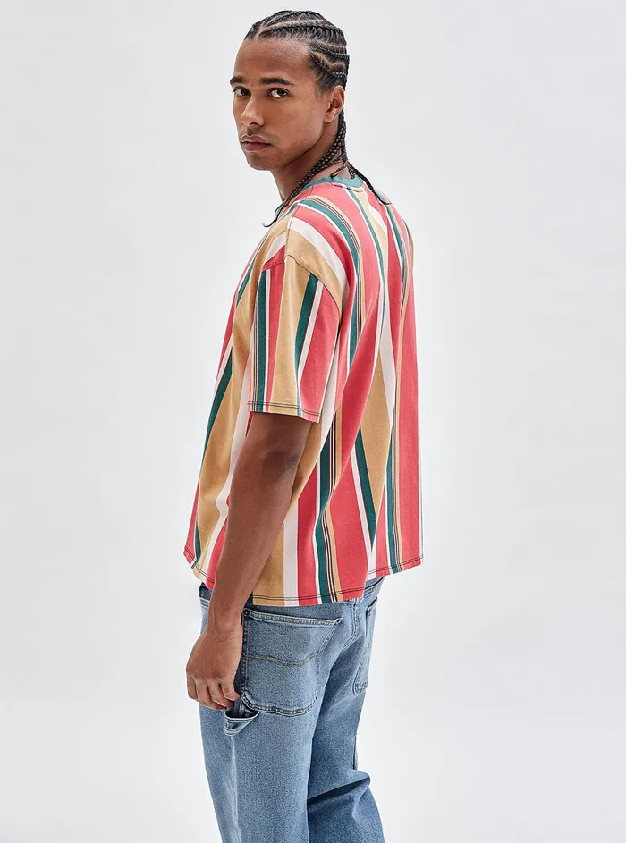 Men Tees and Tanks GUESS Guess Originals Eco Orange Multi Bryson Stripe Tshirt