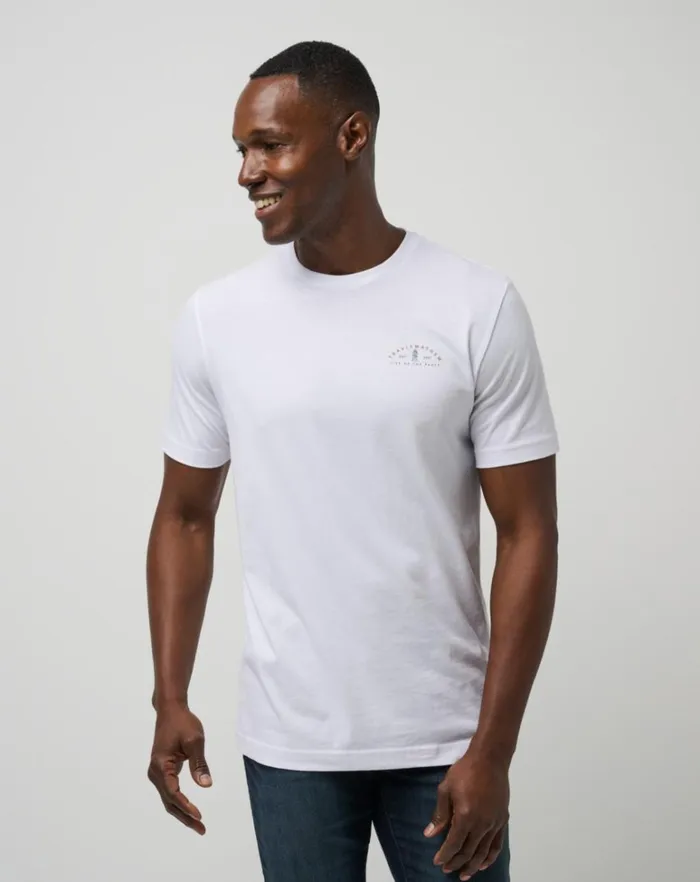 Men Tees TravisMathew FAMOUS REINDEER TEE White Men Tees TravisMathew FAMOUS REINDEER TEE White