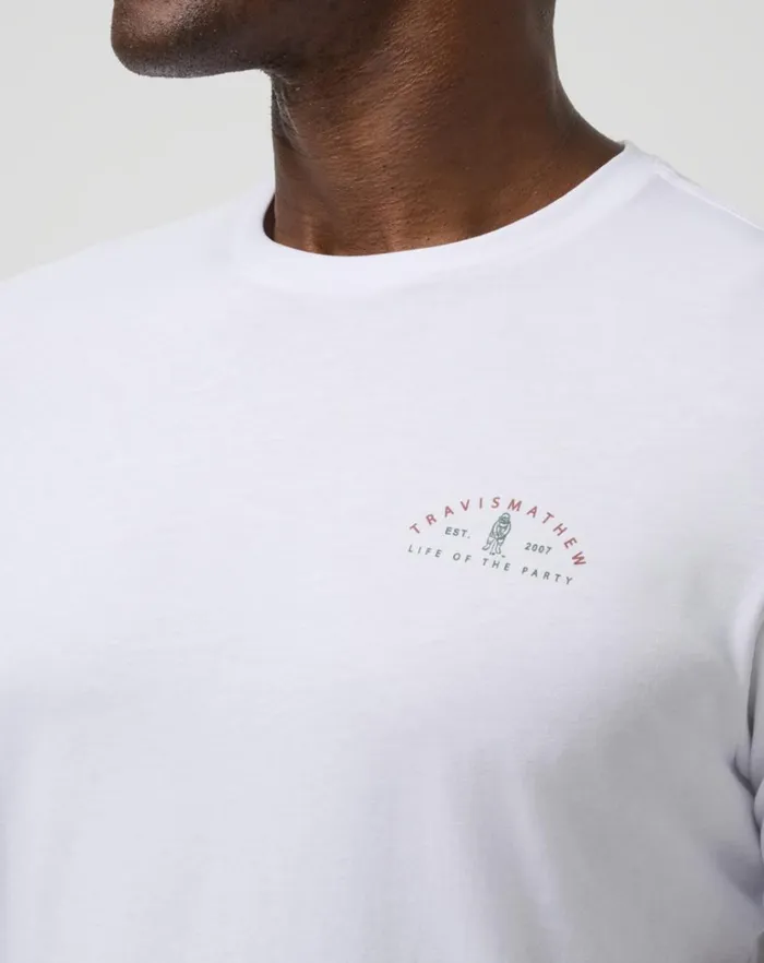 Men Tees TravisMathew FAMOUS REINDEER TEE White Men Tees TravisMathew FAMOUS REINDEER TEE White