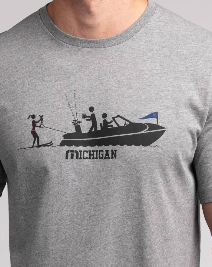 Men Tees TravisMathew LAKE STATE TEE Heather Grey