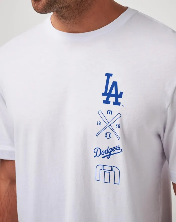 Men Tees TravisMathew LOS ANGELES DODGERS SUNSET SLAM TEE White Men Tees TravisMathew LOS ANGELES DODGERS SUNSET SLAM TEE White