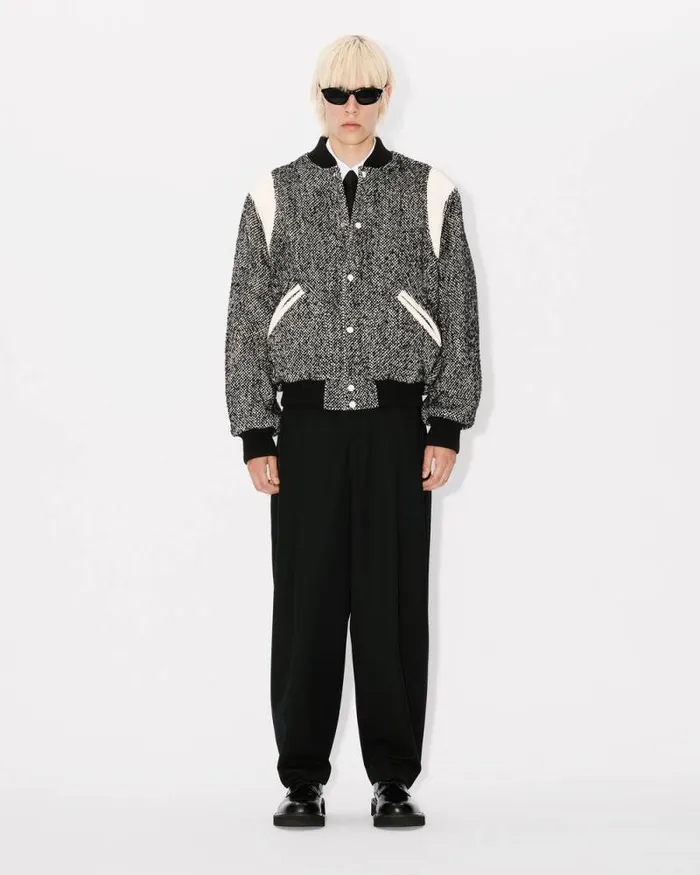 Men Varsity Jacket In Wool Black Kenzo Jackets And Coats