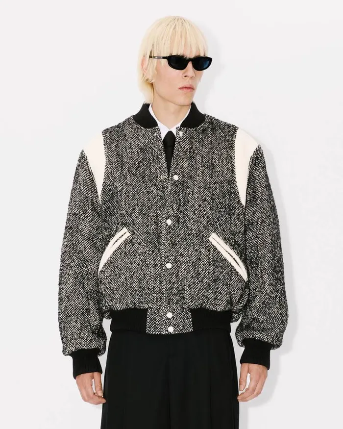 Men Varsity Jacket In Wool Black Kenzo Jackets And Coats