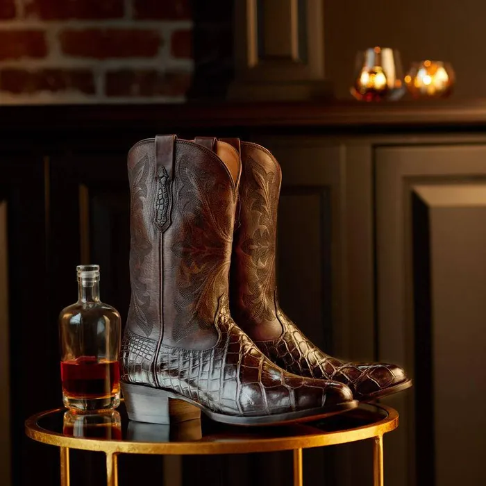 Men Western Boots Ariat Bench Made James Western Boot Hickory American Alligator