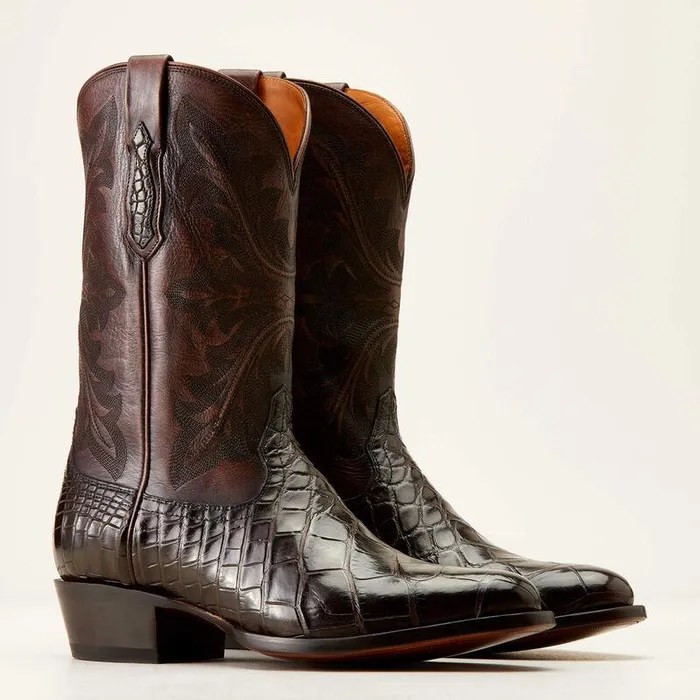 Men Western Boots Ariat Bench Made James Western Boot Hickory American Alligator