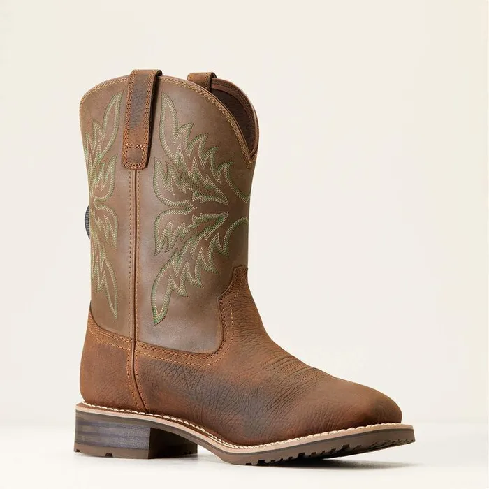 Men Western Boots Ariat Hybrid Rancher BOA Waterproof Cowboy Boot Acorn Brown