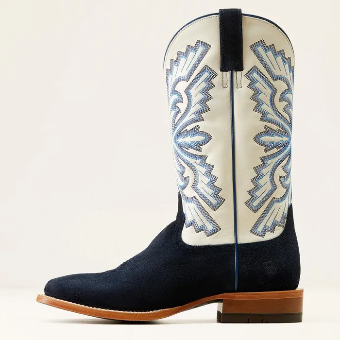 Men Western Boots Ariat Sting Cowboy Boot Indigo Roughoutblanco