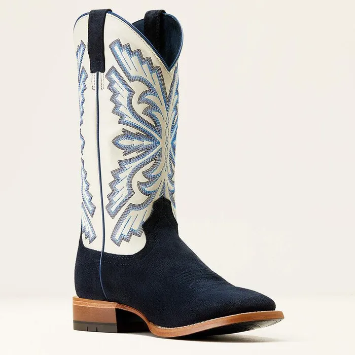 Men Western Boots Ariat Sting Cowboy Boot Indigo Roughoutblanco