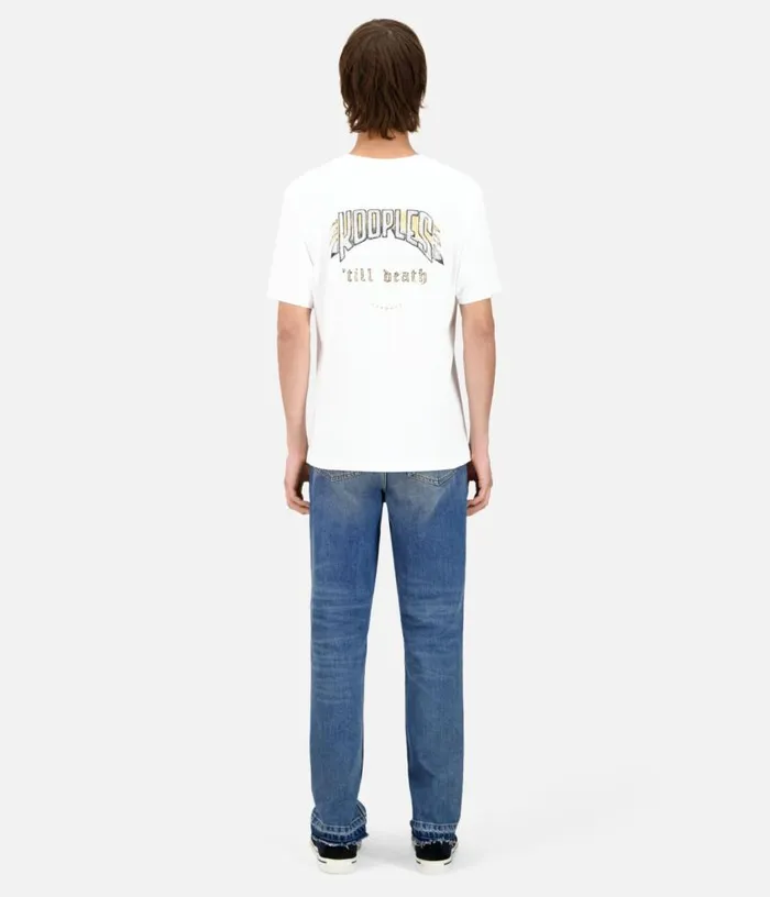 Men White Tshirt With Skull Butterfly Serigraphy THE KOOPLES Tshirts