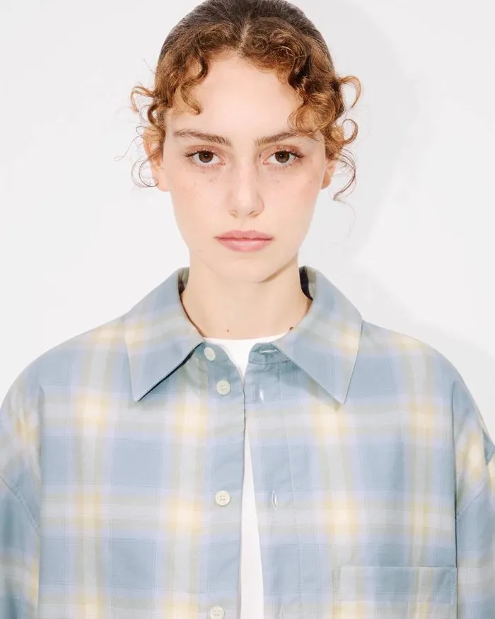 MenWomen Genderless Padded Overshirt In Cotton Light Blue Kenzo Shirts