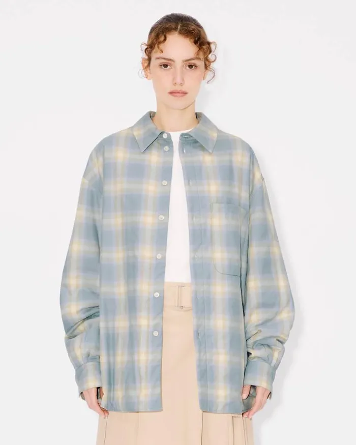 MenWomen Genderless Padded Overshirt In Cotton Light Blue Kenzo Shirts