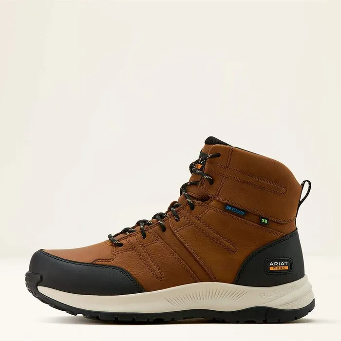 Men Work Boots Ariat Outpace Shift 6quot SD Waterproof Composite Toe Work Boot Natural Brown