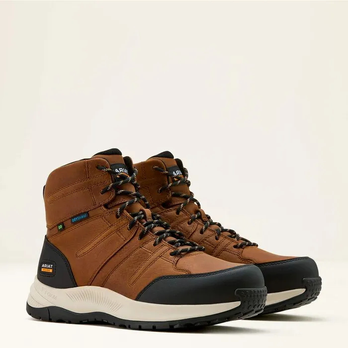 Men Work Boots Ariat Outpace Shift 6quot SD Waterproof Composite Toe Work Boot Natural Brown