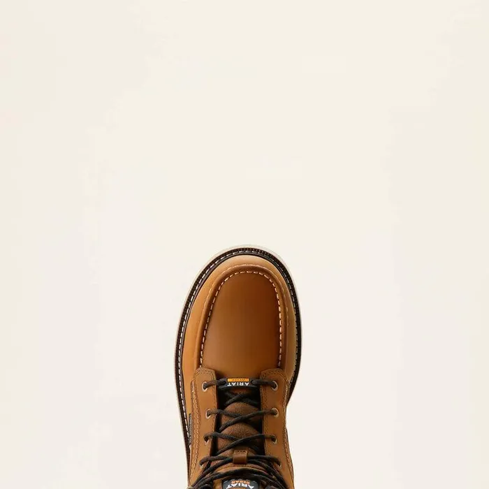 Men Work Boots Ariat Rebar Wedge Moc Toe 6quot Waterproof Composite Toe Work Boot Distressed Brown