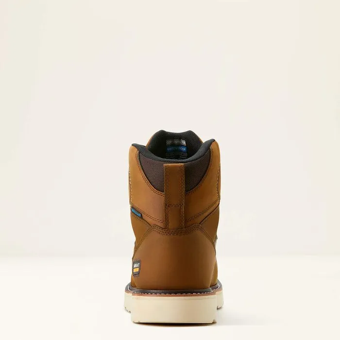 Men Work Boots Ariat Rebar Wedge Moc Toe 6quot Waterproof Composite Toe Work Boot Distressed Brown