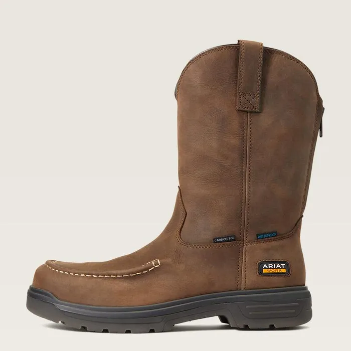 Men Work Boots Ariat Turbo Moc Toe Waterproof Carbon Toe Work Boot Mocha