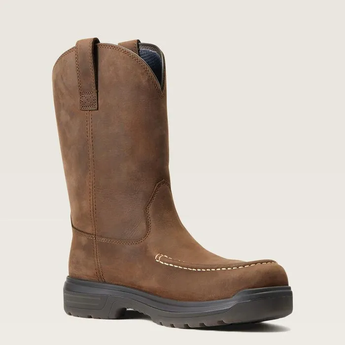 Men Work Boots Ariat Turbo Moc Toe Waterproof Carbon Toe Work Boot Mocha