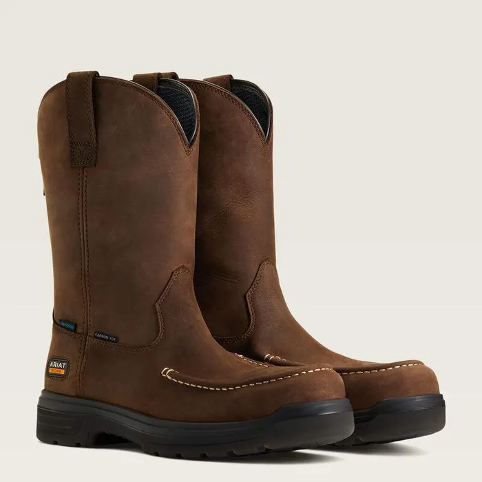 Men Work Boots Ariat Turbo Moc Toe Waterproof Carbon Toe Work Boot Mocha
