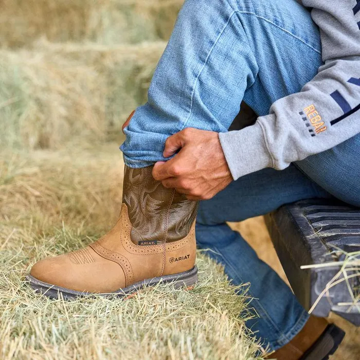 Men Work Boots Ariat WorkHog Pullon Work Boot Aged Bark