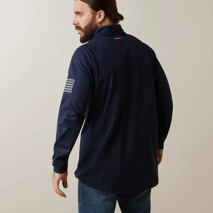 Men Workwear Ariat FR Combat Stretch Patriot 14 Zip Work Shirt Navy Men Workwear Ariat FR Combat Stretch Patriot 14 Zip Work Shirt Navy