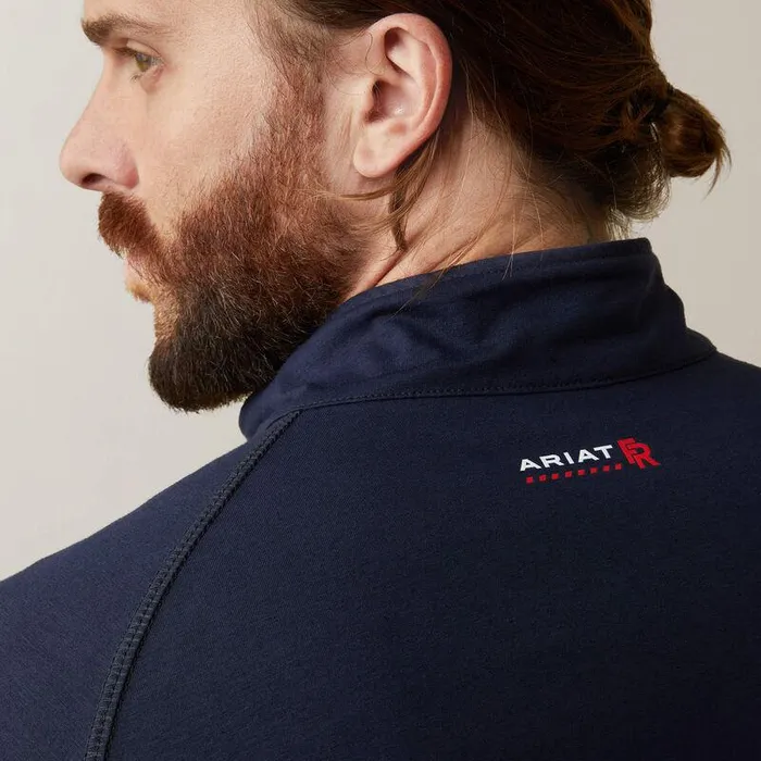 Men Workwear Ariat FR Combat Stretch Patriot 14 Zip Work Shirt Navy Men Workwear Ariat FR Combat Stretch Patriot 14 Zip Work Shirt Navy