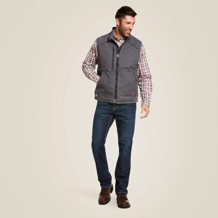 Men Workwear Ariat FR DuraLight Cordura Canvas Vest Iron Grey