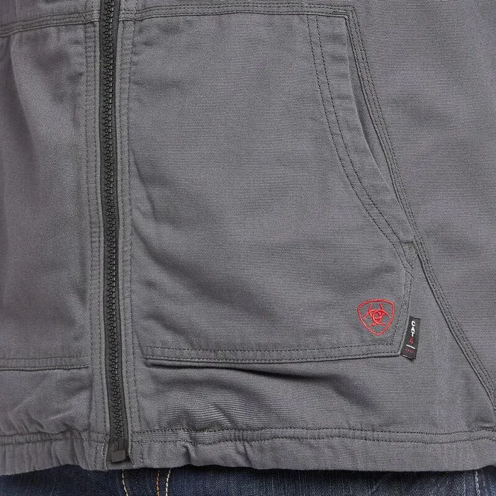 Men Workwear Ariat FR DuraLight Cordura Canvas Vest Iron Grey