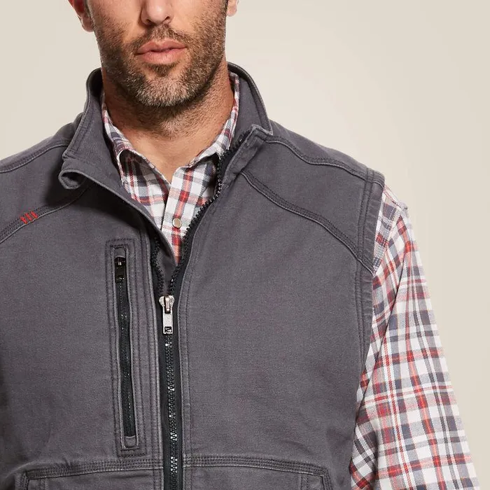Men Workwear Ariat FR DuraLight Cordura Canvas Vest Iron Grey