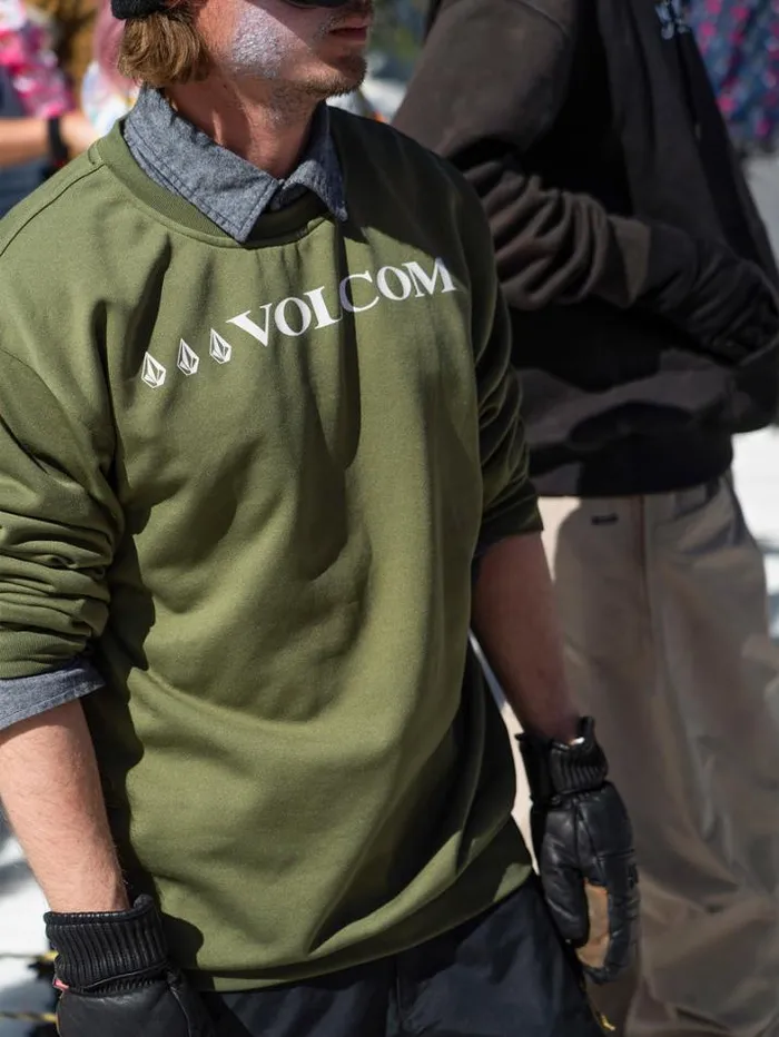 Mens Hoodies and Sweatshirts Volcom Core Hydro Crew Pullover 8211 Military