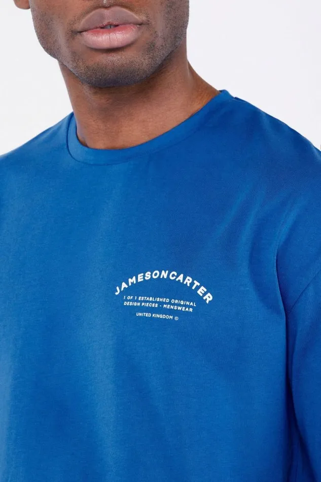 Mens Louie Oversized TShirt 8211 Blue Jameson Carter TShirts