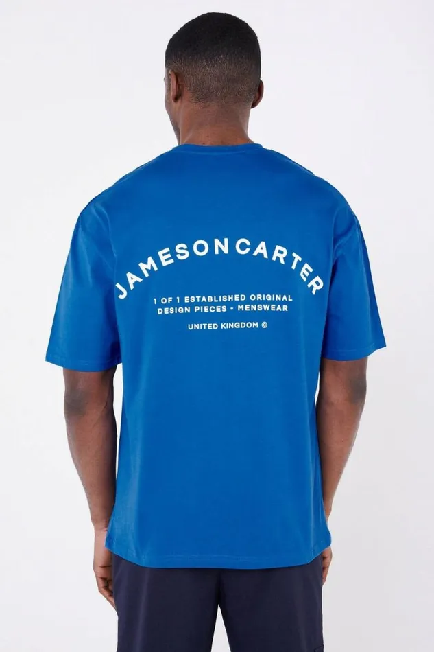 Mens Louie Oversized TShirt 8211 Blue Jameson Carter TShirts