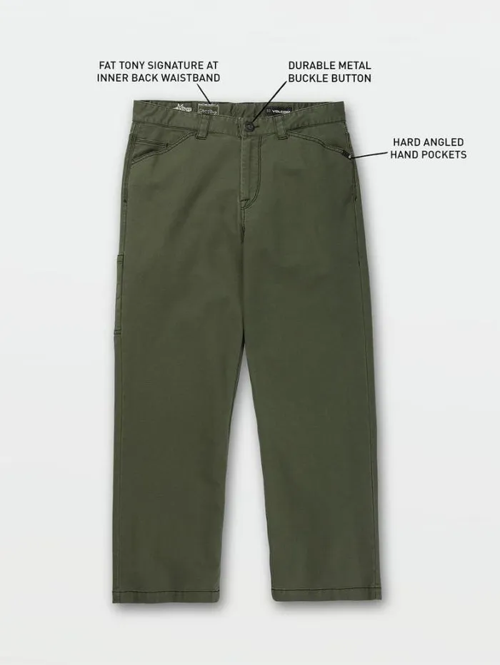 Mens Pants Volcom Entertainment Fat Tony Kraftsman Pants 8211 Squadron Green