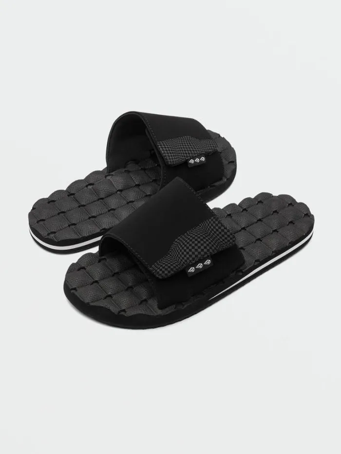 Mens Sandals Volcom Recliner Slide Sandals 8211 Black White