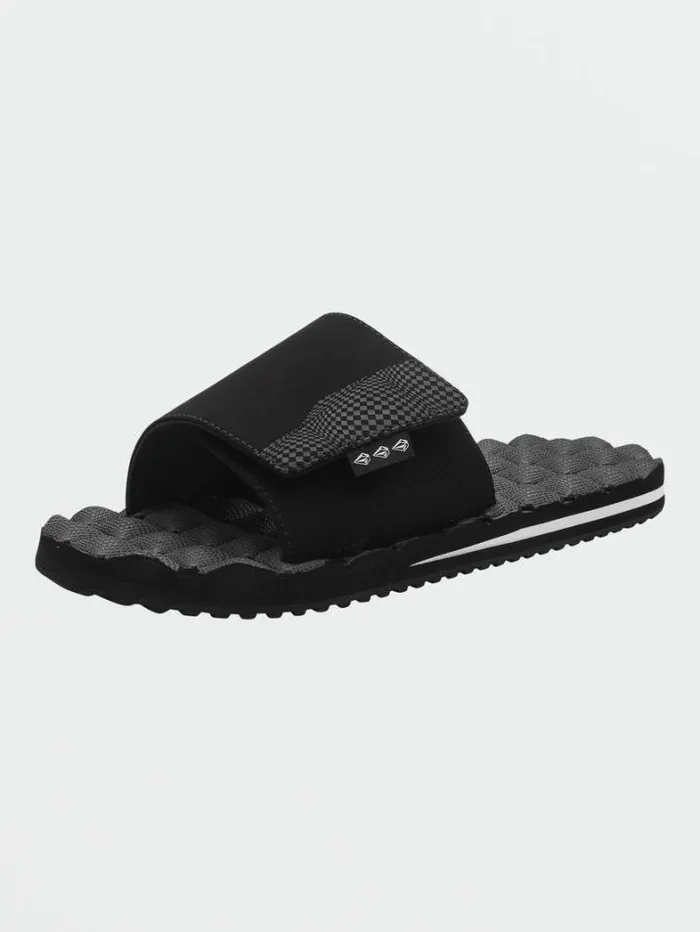 Mens Sandals Volcom Recliner Slide Sandals 8211 Black White