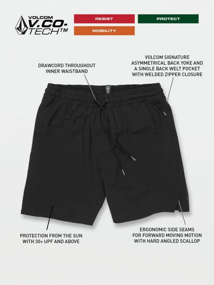 Mens Shorts Volcom Frickin Ascender Elastic Waist Shorts 8211 Black