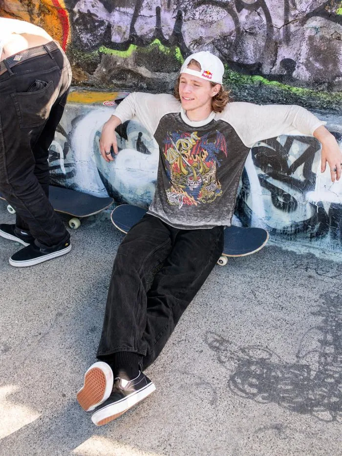 Mens TShirts and Tanks Volcom Skate Vitals Collin Provost Raglan Short Sleeve Tee 8211 Black