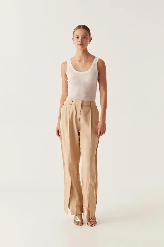 Method Logo Scoop Neck Tank White Women Aje Body 038 Crepe Knit