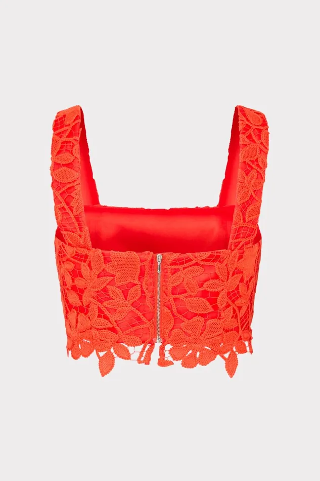Milly Chay Summer Floral Lace Crop Top Coral Women Matching Sets Milly Chay Summer Floral Lace Crop Top Coral Women Matching Sets