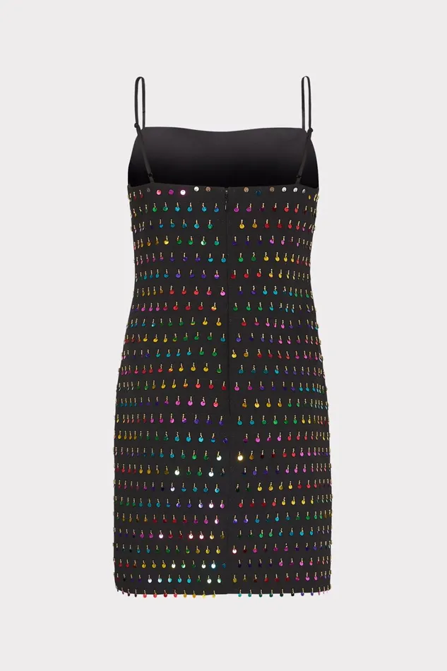 Milly Colette Beaded Sequin Mini Dress Blackrainbow Women Dresses