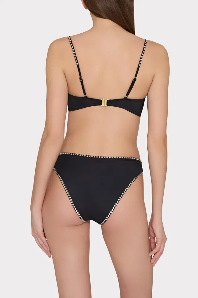 Milly Heat Set Embellishment Bikini Bottom Black Women Bikinis