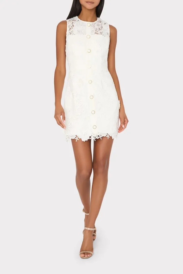 Milly Judy Lace Mini Dress White Women Dresses