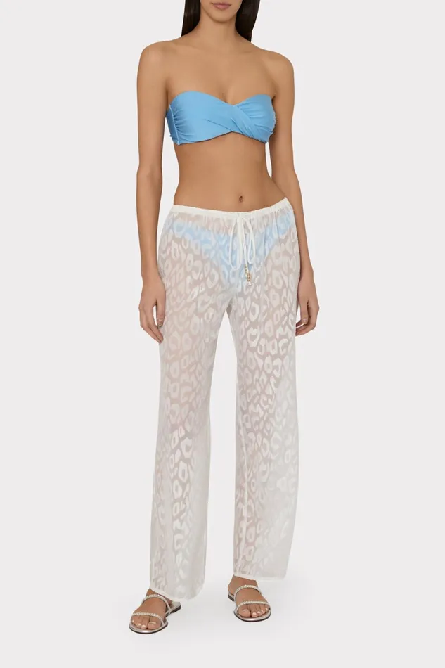 Milly Leopard Jacquard Track Pant White Women Swim and Coverups