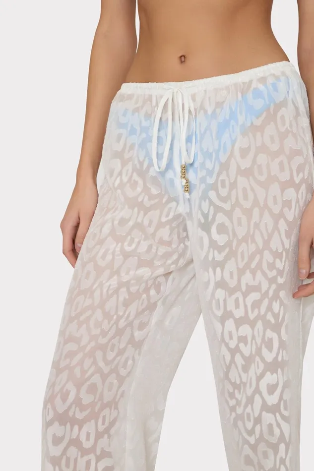 Milly Leopard Jacquard Track Pant White Women Swim and Coverups