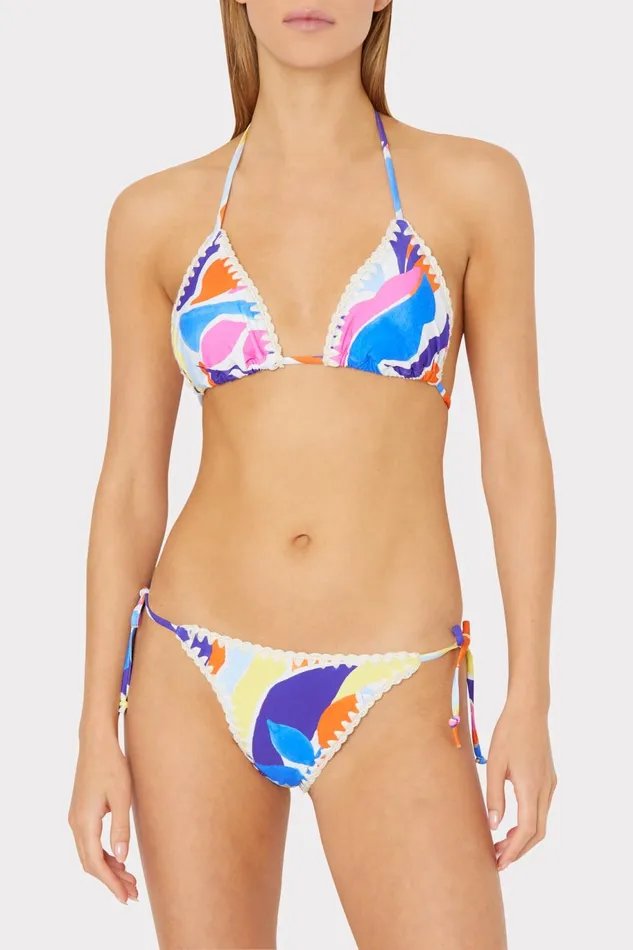 Milly Painted Bloom Bikini Bottom Blue Multi Women Swim and Coverups