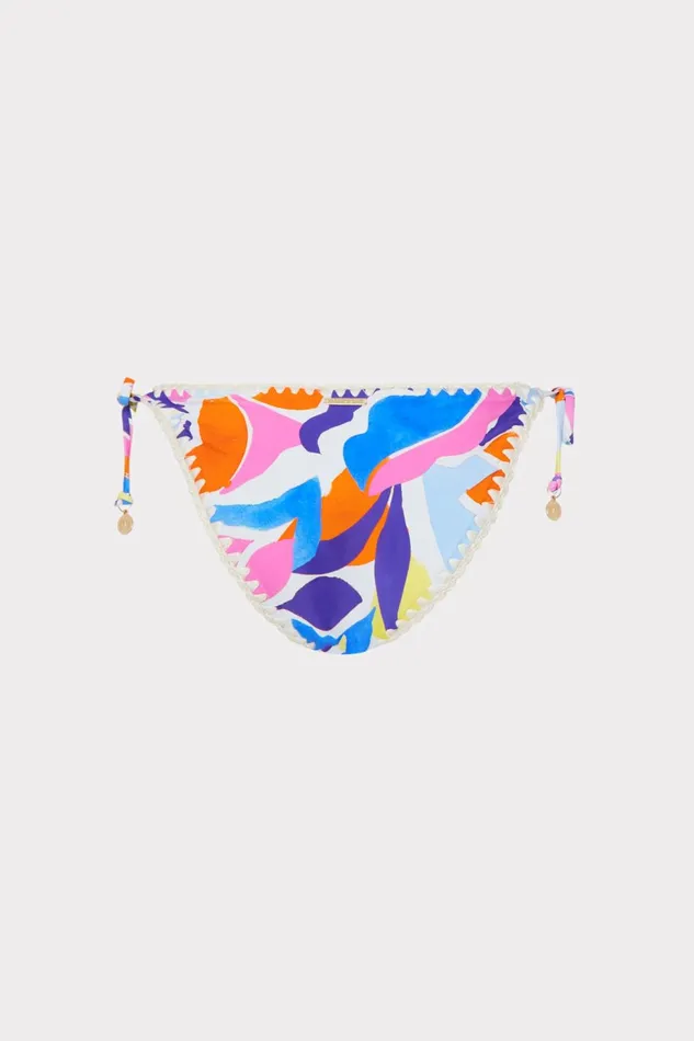 Milly Painted Bloom Bikini Bottom Blue Multi Women Swim and Coverups