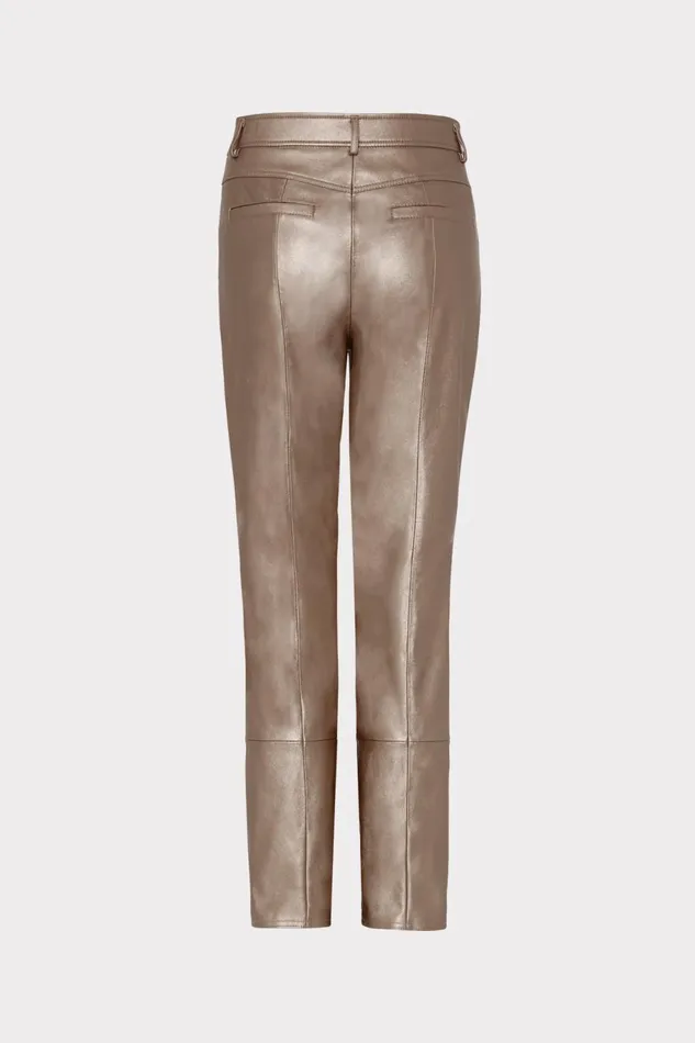 Milly Rue Vegan Leather Pants Silver Women Pants