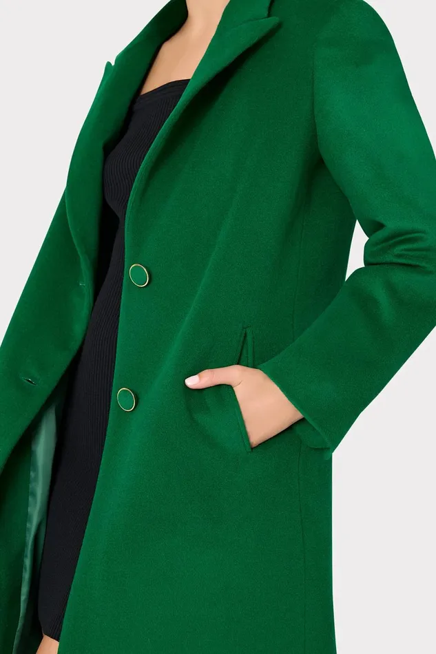 Milly Single Breasted Wool Coat Green Women Coats and Jackets