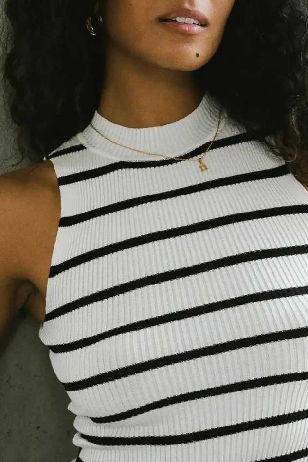 Monique Striped Tank In White White Women Bohme Tees and Tanks